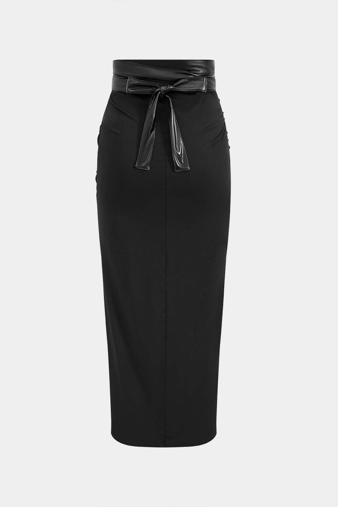 Kiki - Leren-look patchwork rok met ruches