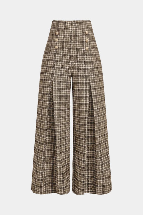 Geruite, dubbelzijdige broek met hoge taille