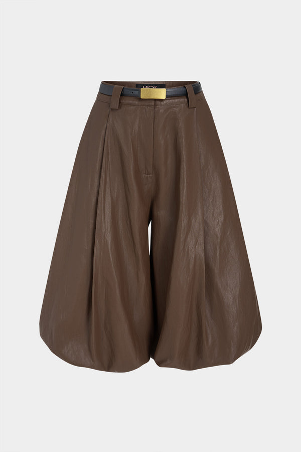 Ayla - Leren-look short met riem