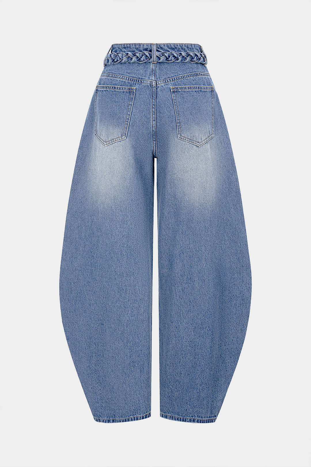 Quinn - Jeans met riem, zakken en wijde pijpen