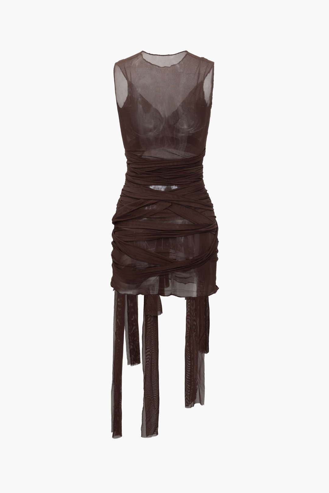 Transparante mesh midijurk met wikkelmodel