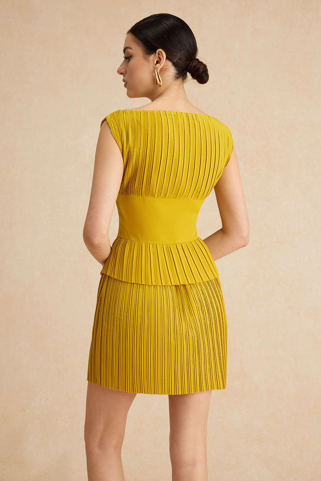 Geplooide patchwork minijurk