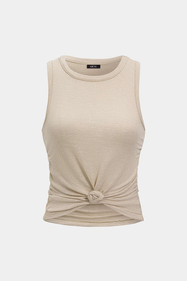 Tanktop met ronde hals en knoopdetail