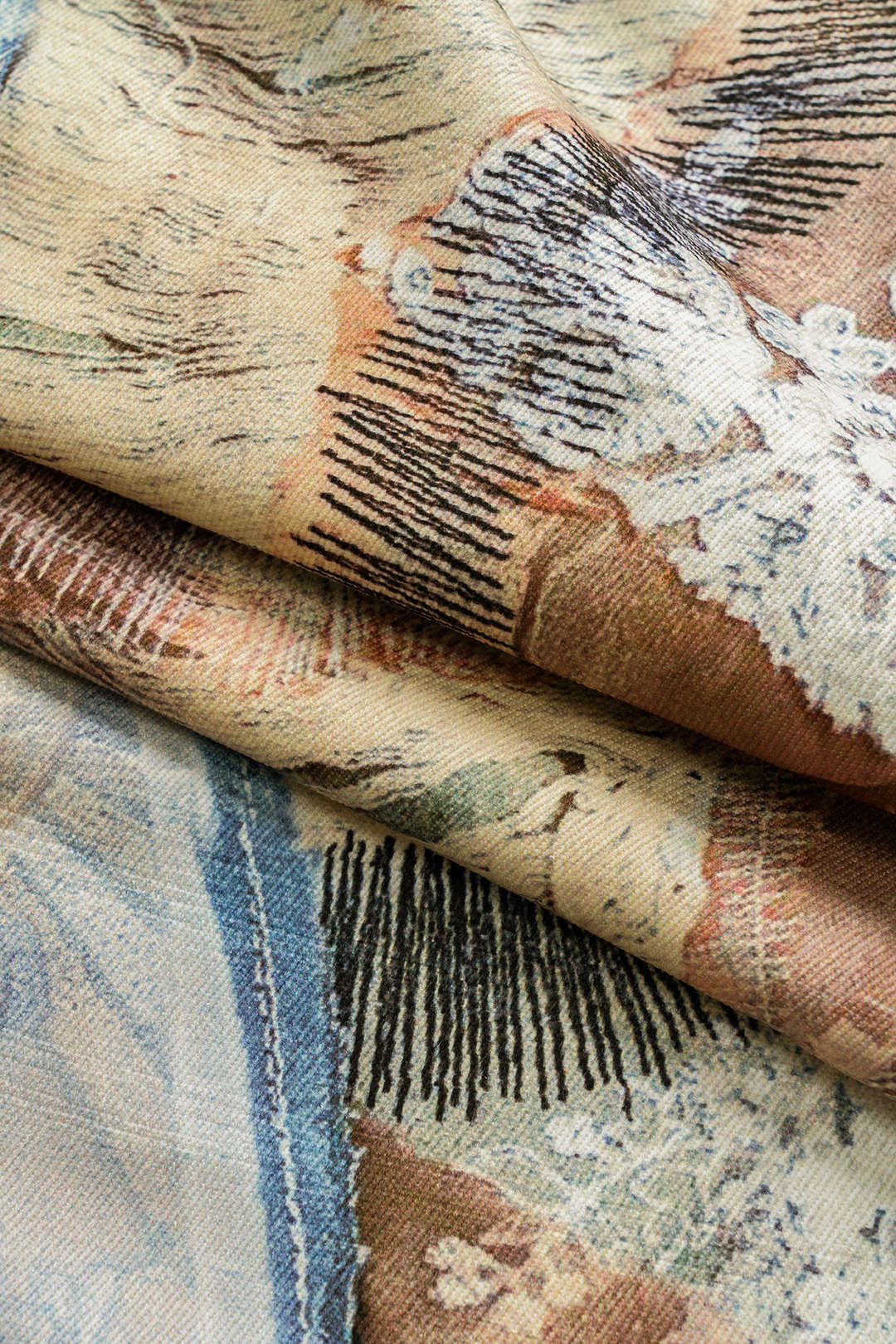 Abstracte print pantalon met knoopjes en zakken