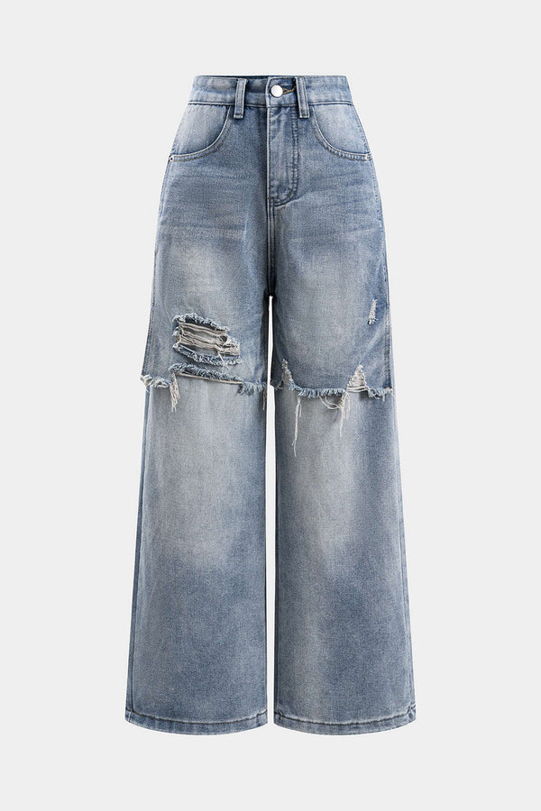 Patchwork jeans met rechte pijp