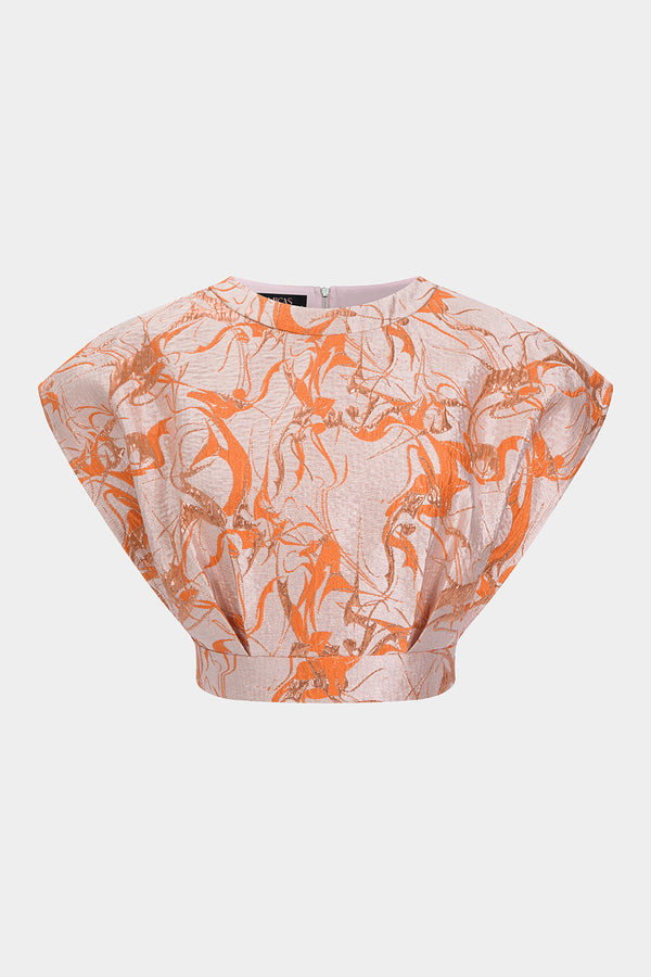 Blouse met ruches en ronde hals