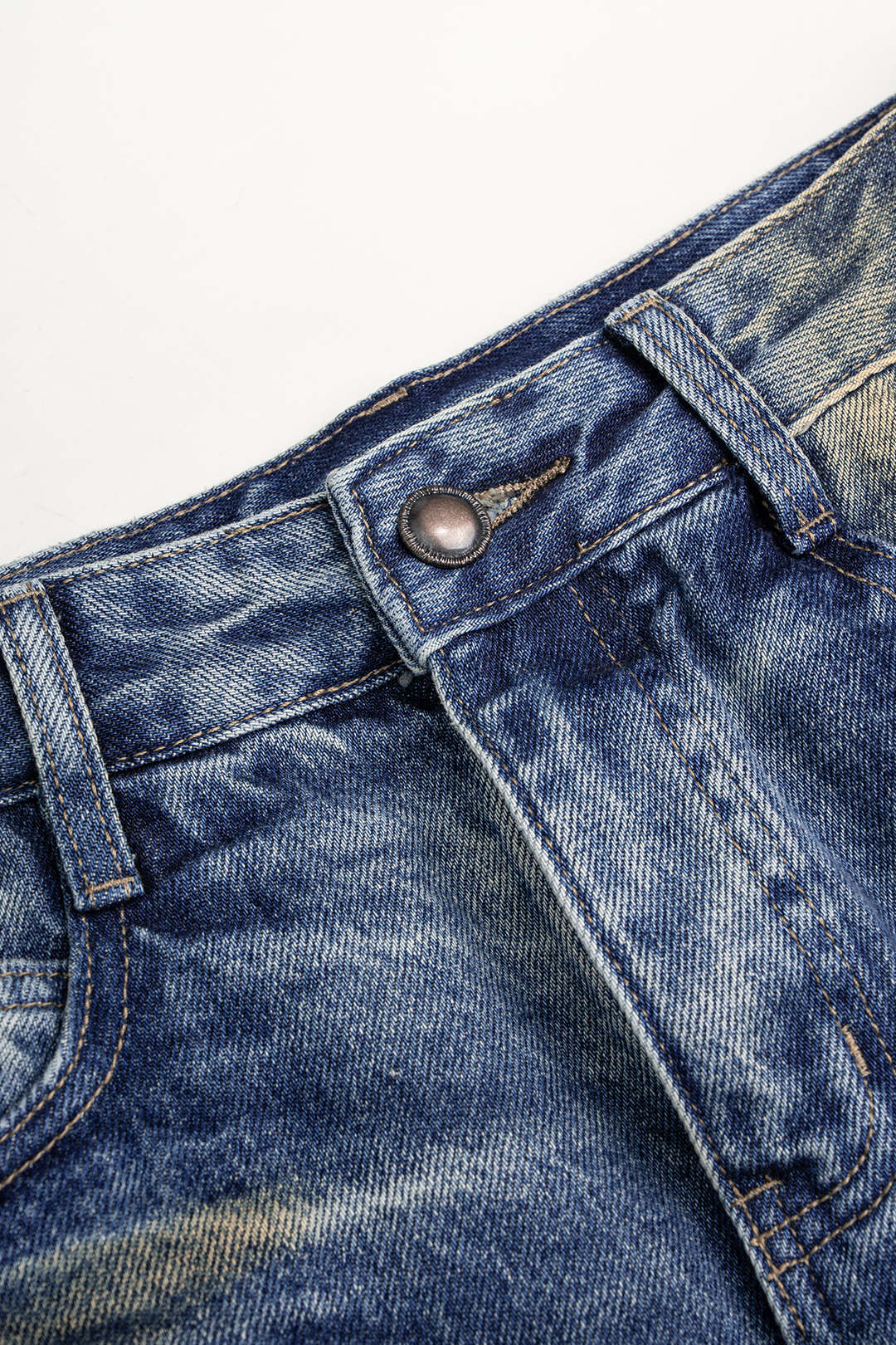 Patchwork jeans met kanten rand, zakken en wijde pijpen