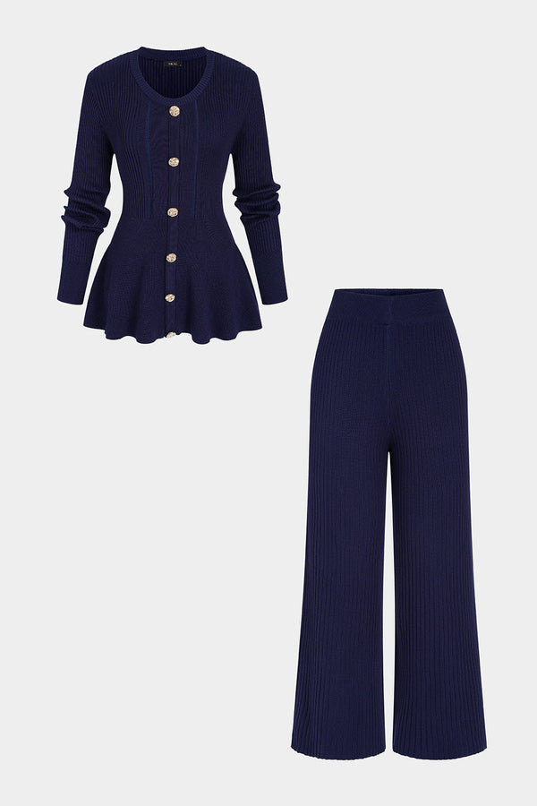 Merel - Gebreide set met top en broek