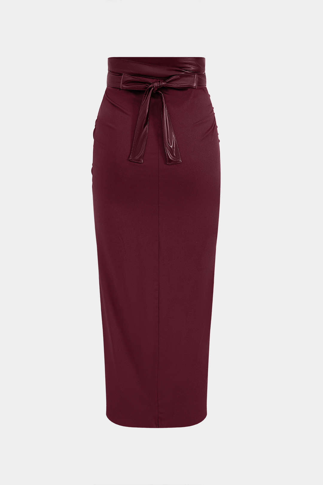 Kiki - Leren-look patchwork rok met ruches