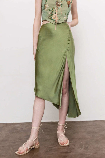 Rok met asymmetrische zoom en splitknopen