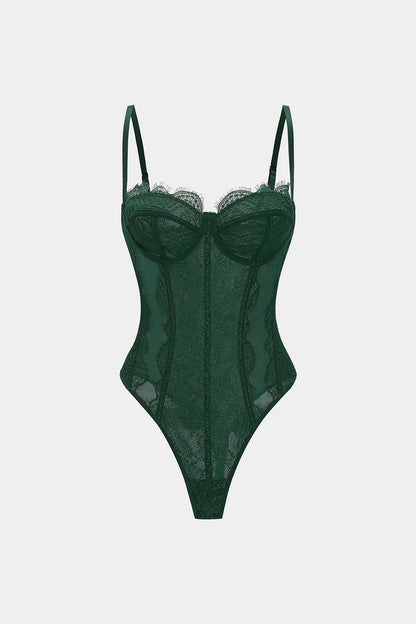 Mesh patchwork bustier korset bodysuit