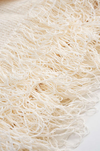 Open Knit Fringe Braided Backless Slip Sleeveless Mini Dress