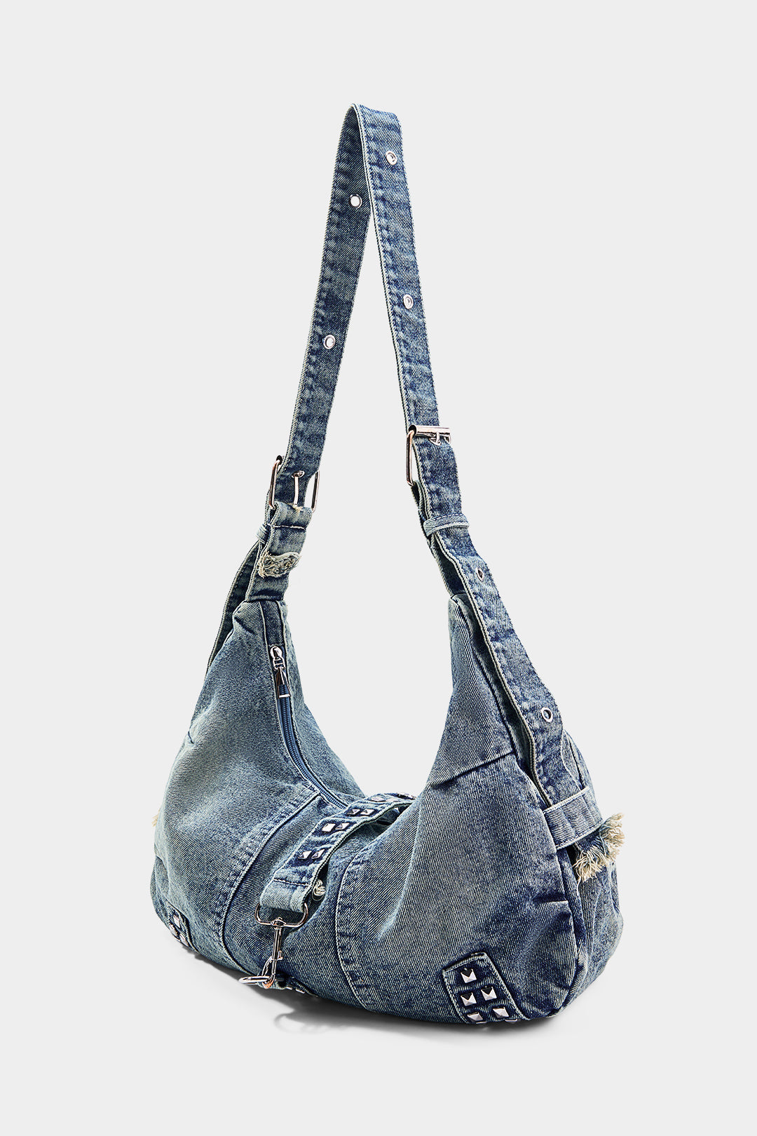 Denim tas met rafelrand