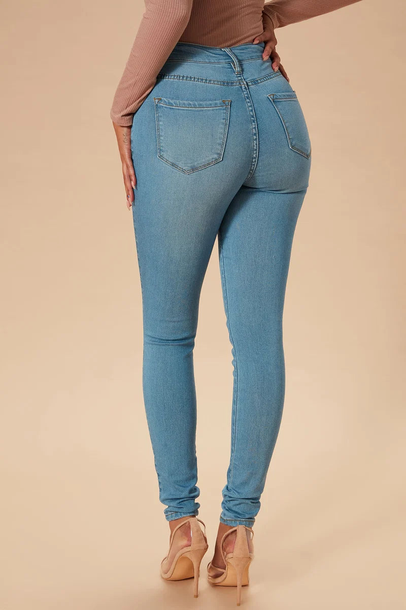 Klassieke Aansluitende Jeans met Hoge Taille