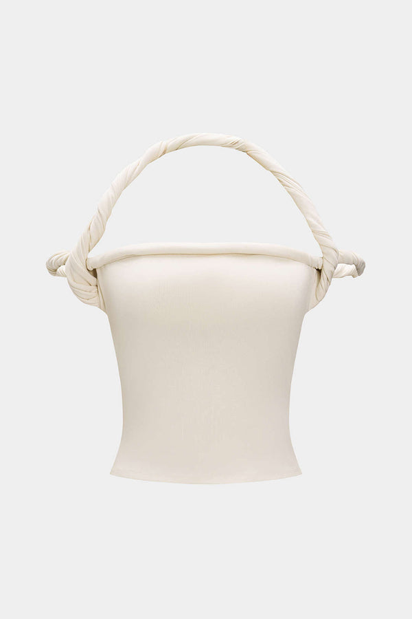 Tanktop met gedraaid detail, knoopdetail en halternek