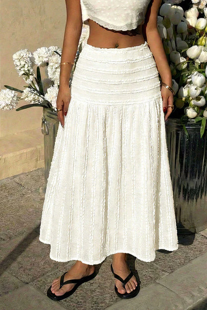 Rok met hoge taille en getextureerde geschulpte rand