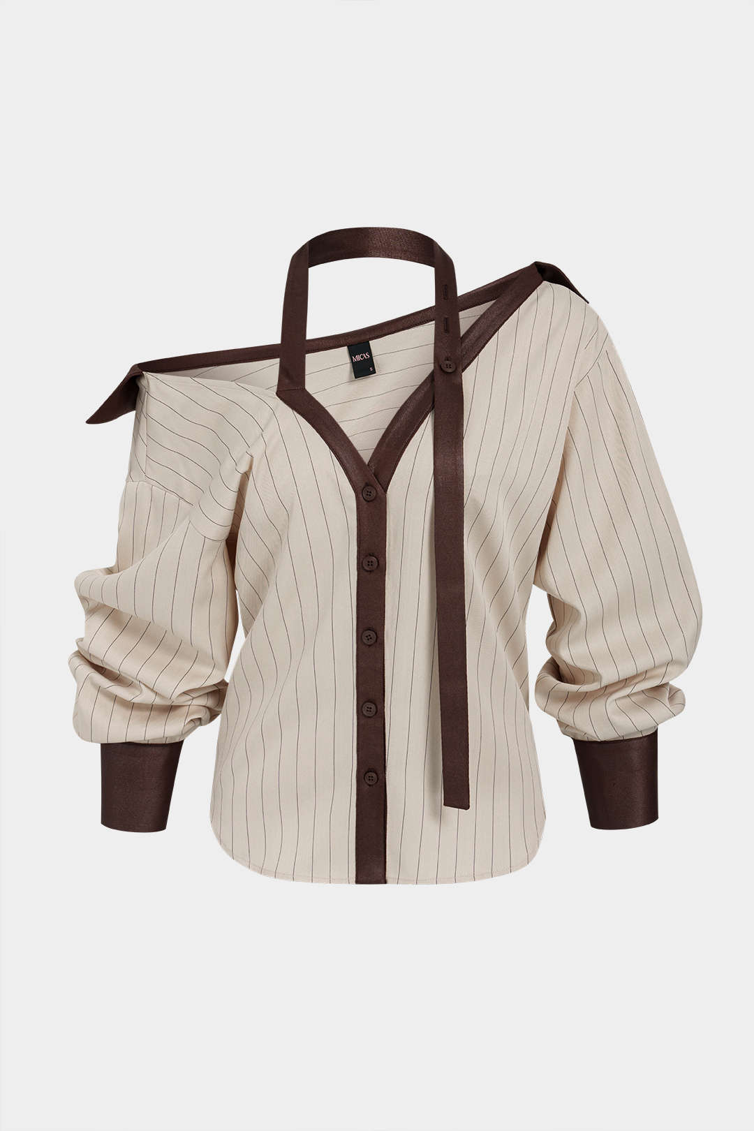 Gestreepte asymmetrische blouse met lange mouwen
