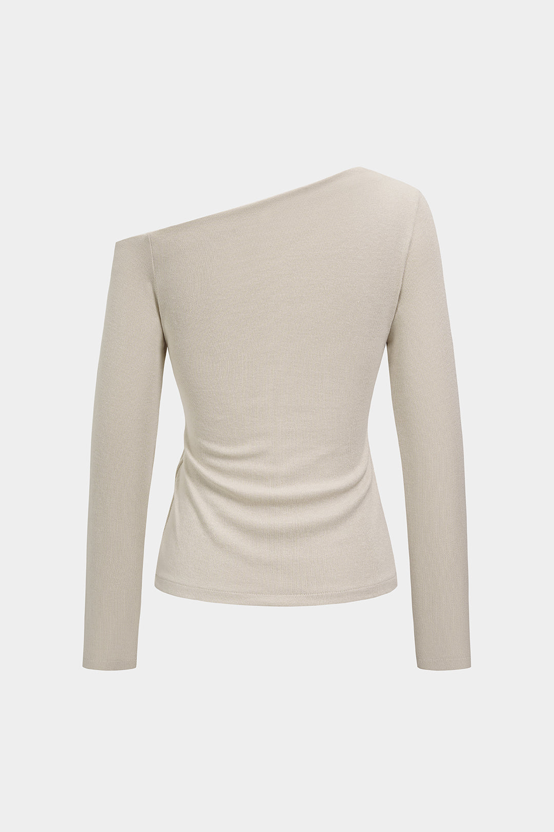 Asymmetrische top met één schouder, ruches en lange mouwen