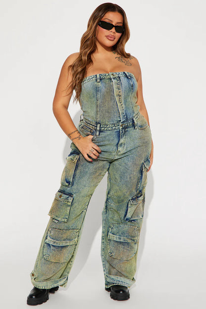 Emma Camouflage Denim Jumpsuit