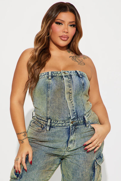 Emma Camouflage Denim Jumpsuit