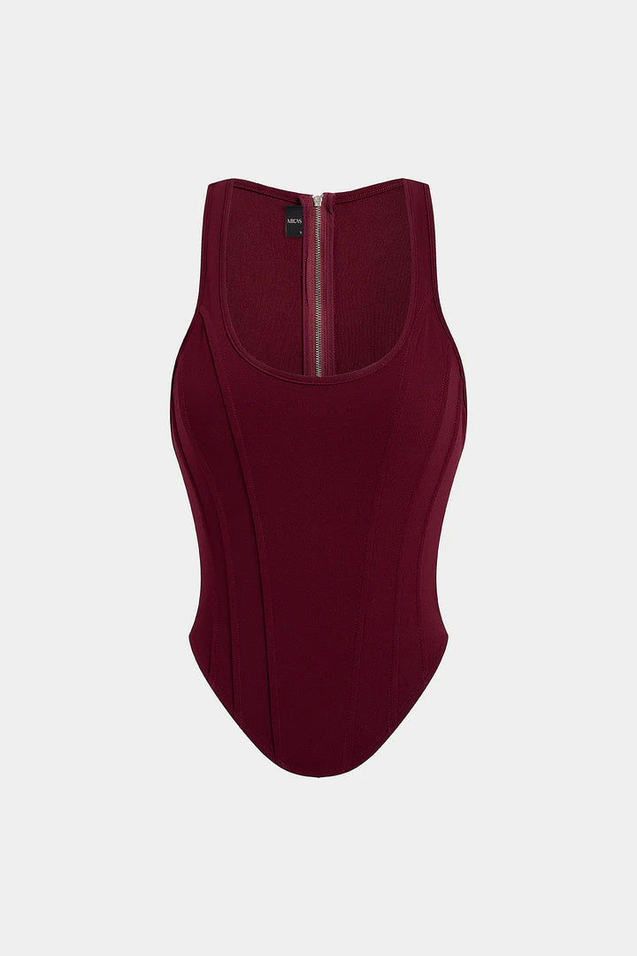 Tanktop met ritssluiting en korsettaille