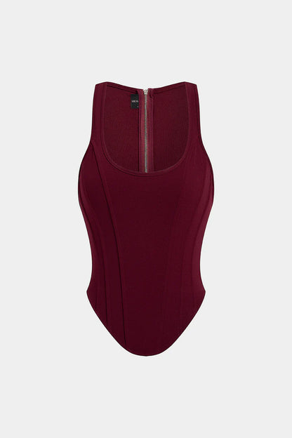 Tanktop met ritssluiting en korsettaille