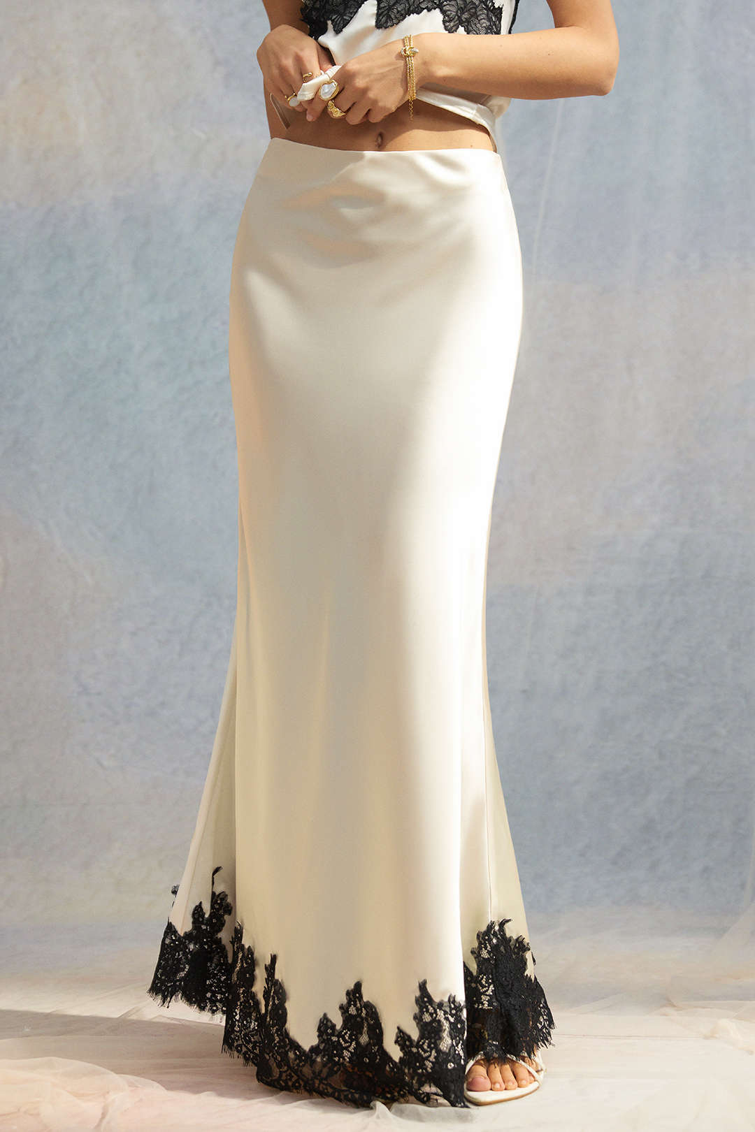 Wende - Satijnen set met top en rok