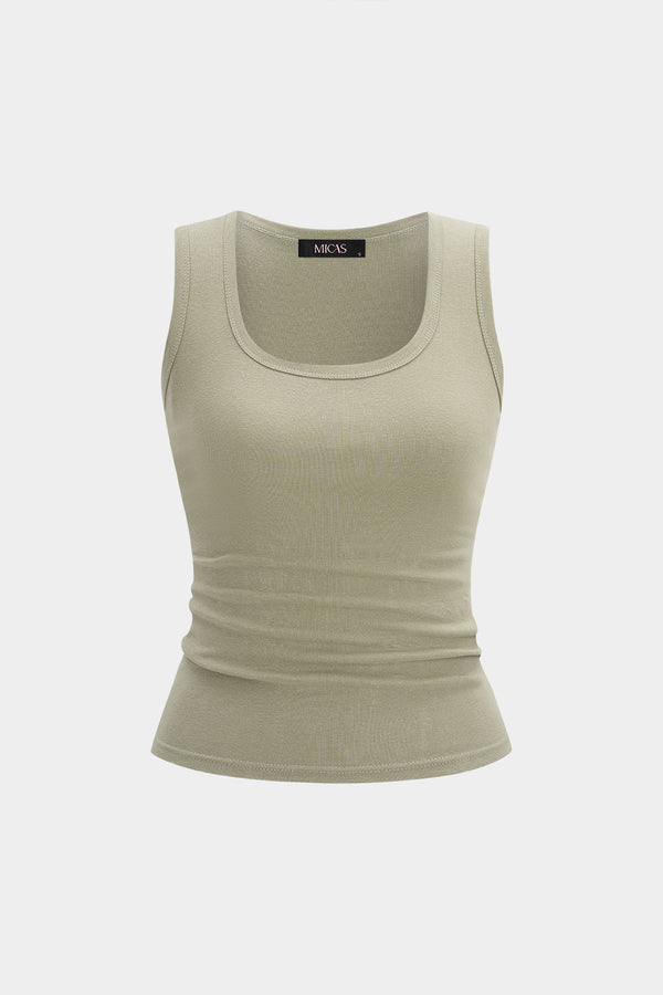 Effen tanktop met ronde hals