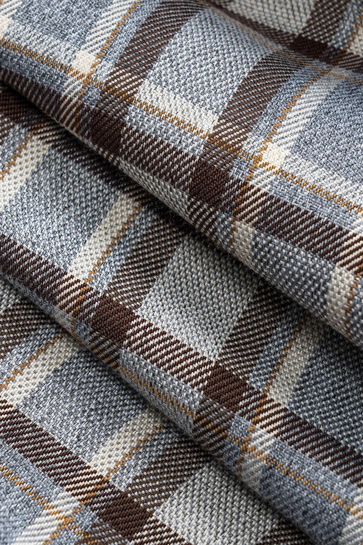 Asymmetrische rok van denim met kleurblokken en ruitprint