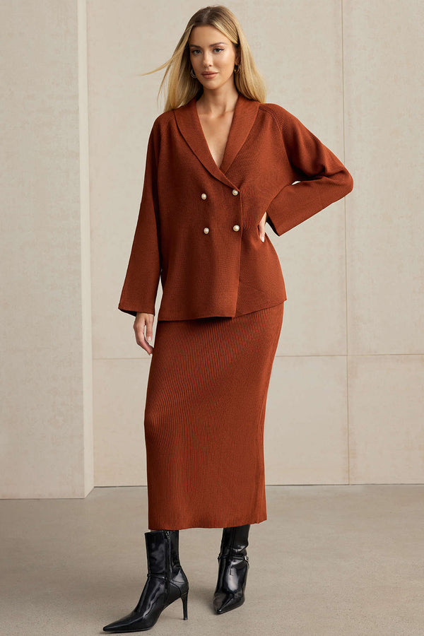 Thea - Gebreide set met vest en rok