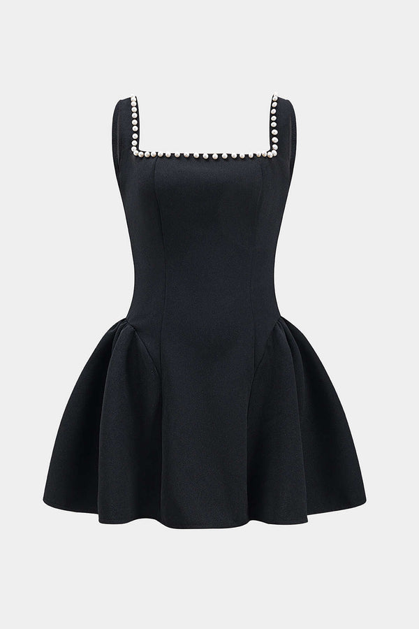 Minijurk met parels, ruches en rits