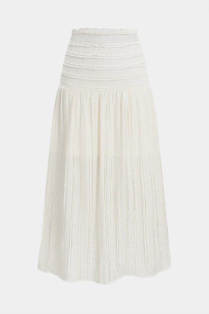 Rok met hoge taille en getextureerde geschulpte rand