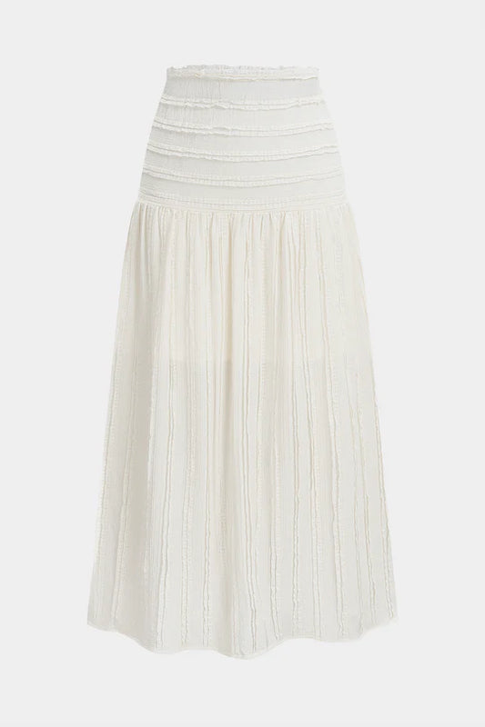 Rok met hoge taille en getextureerde geschulpte rand