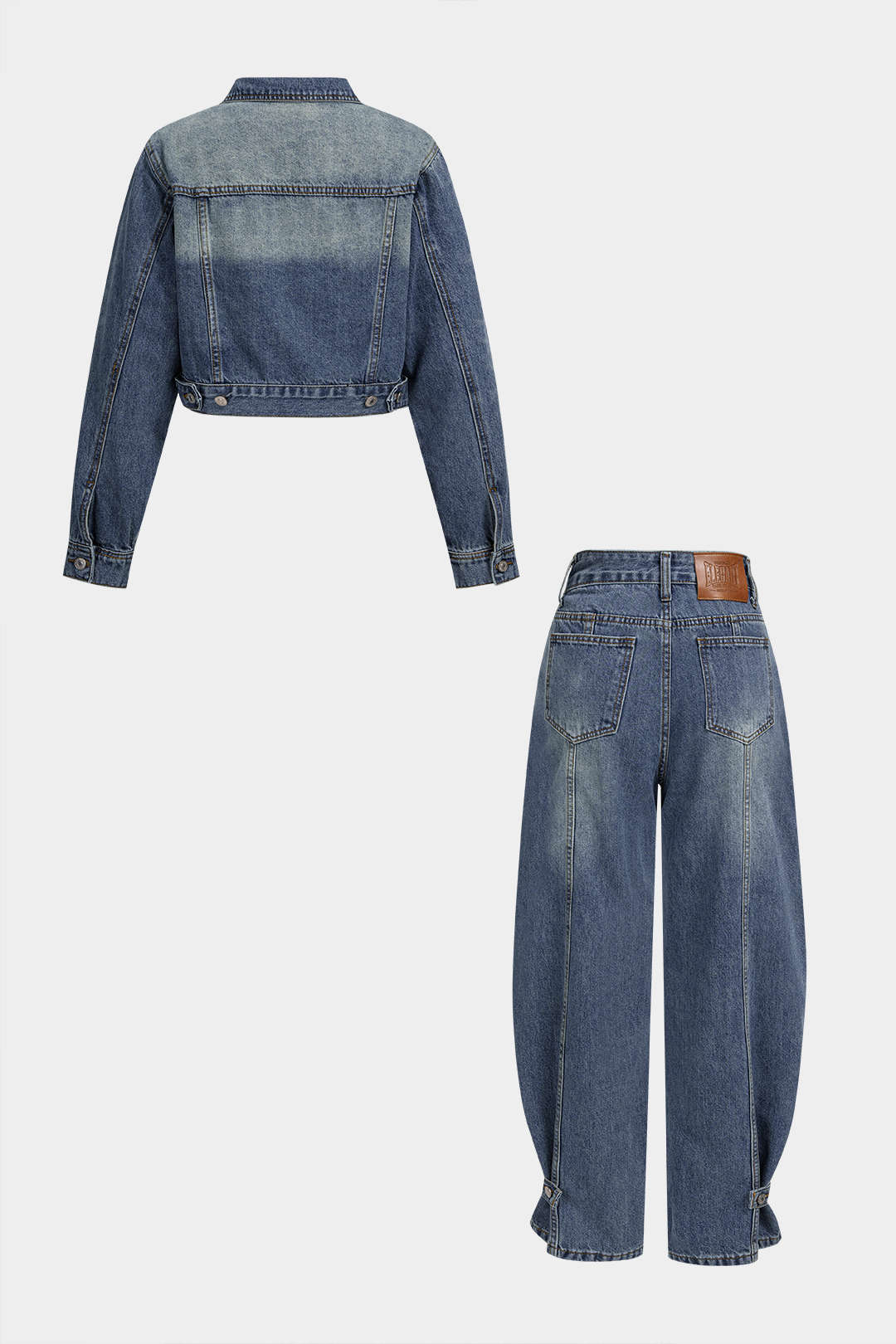 Jeans met revers, knoopjes en lange mouwen