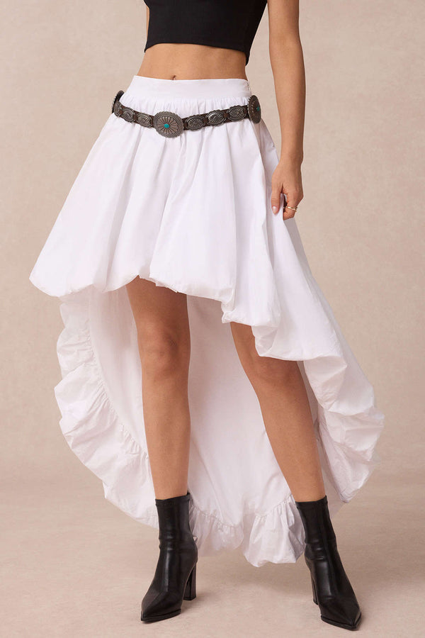 Rok met asymmetrische zoom en ruches