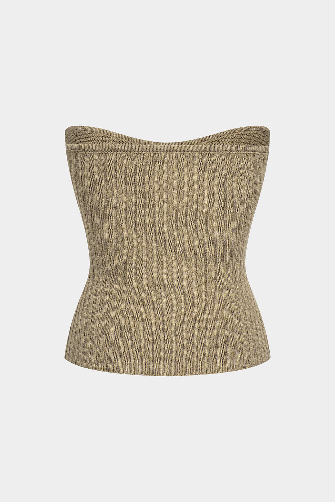 Gebreide geribde strapless top