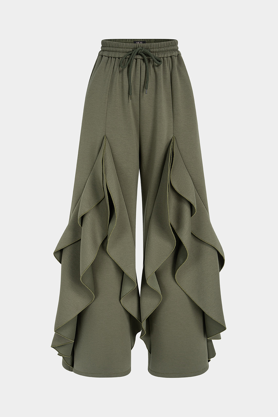 Broek met volants, trekkoord en strik