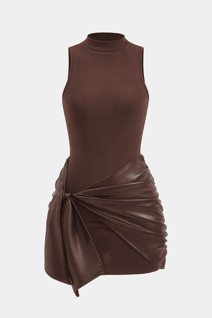 Mouwloze mini-jurk met strik