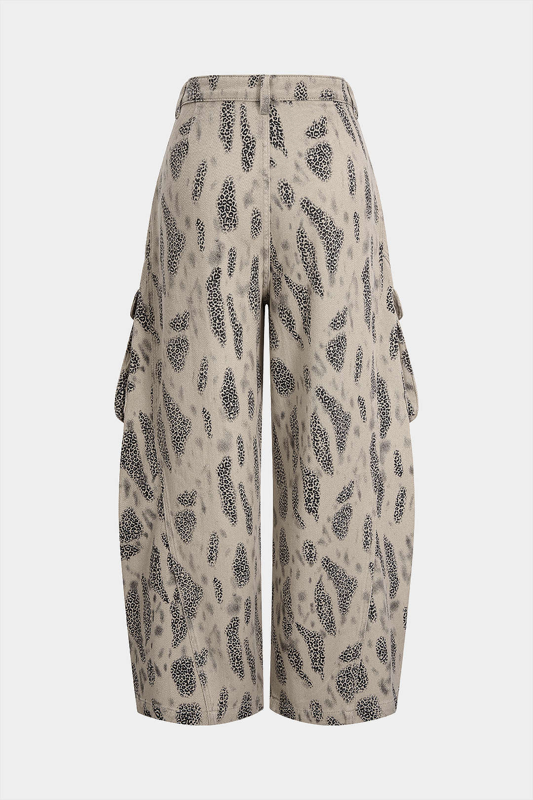 Luipaardprint jeans met rits en wijde pijpen
