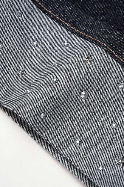 Denim Belted Rhinestone Wide Leg Jeans