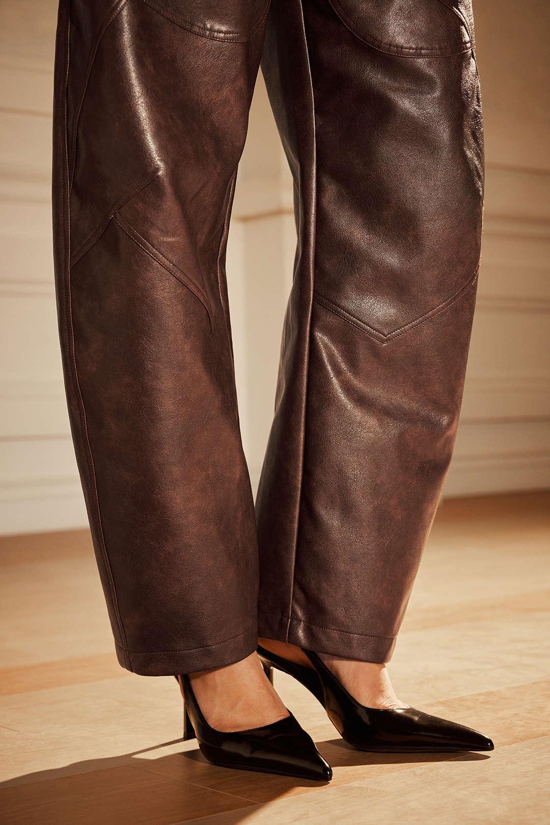 Leren-look broek met zakken