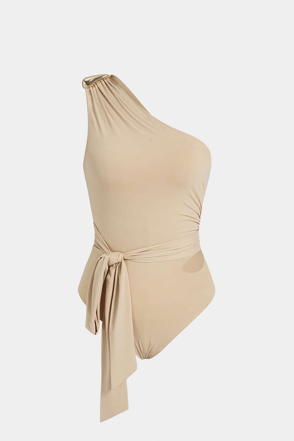 Asymmetrische mouwloze body met één schouder en uitsnijding