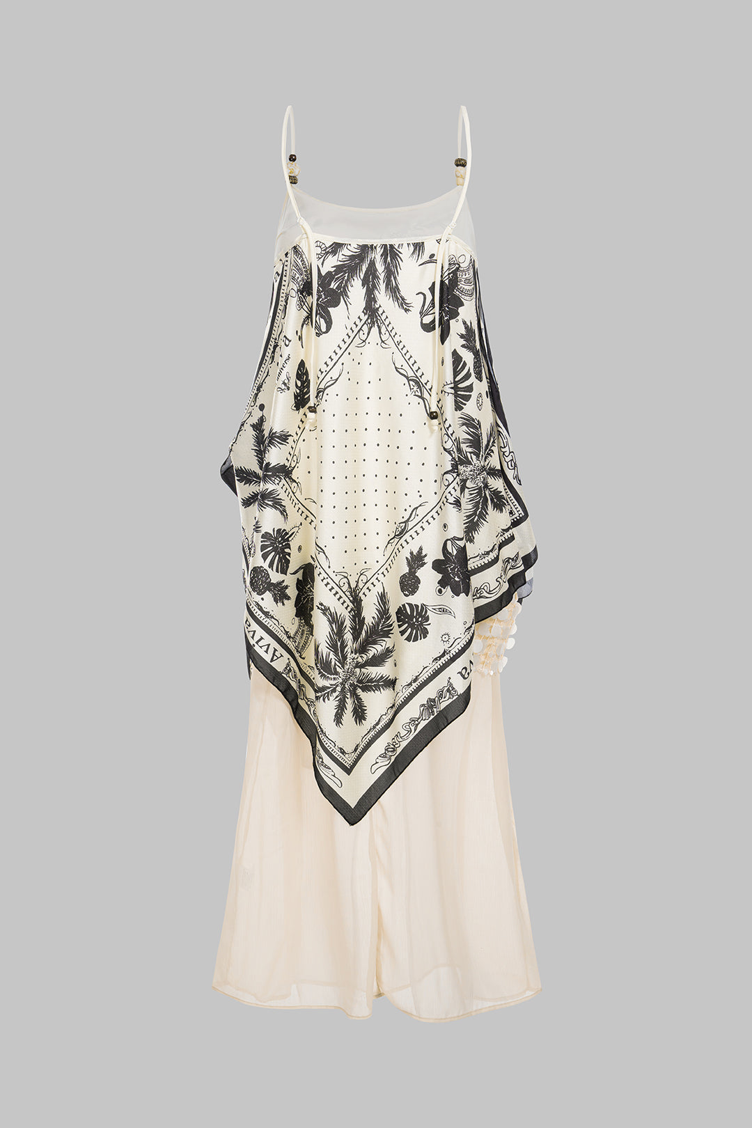 Patchwork mouwloze midijurk met pailletten en kralen