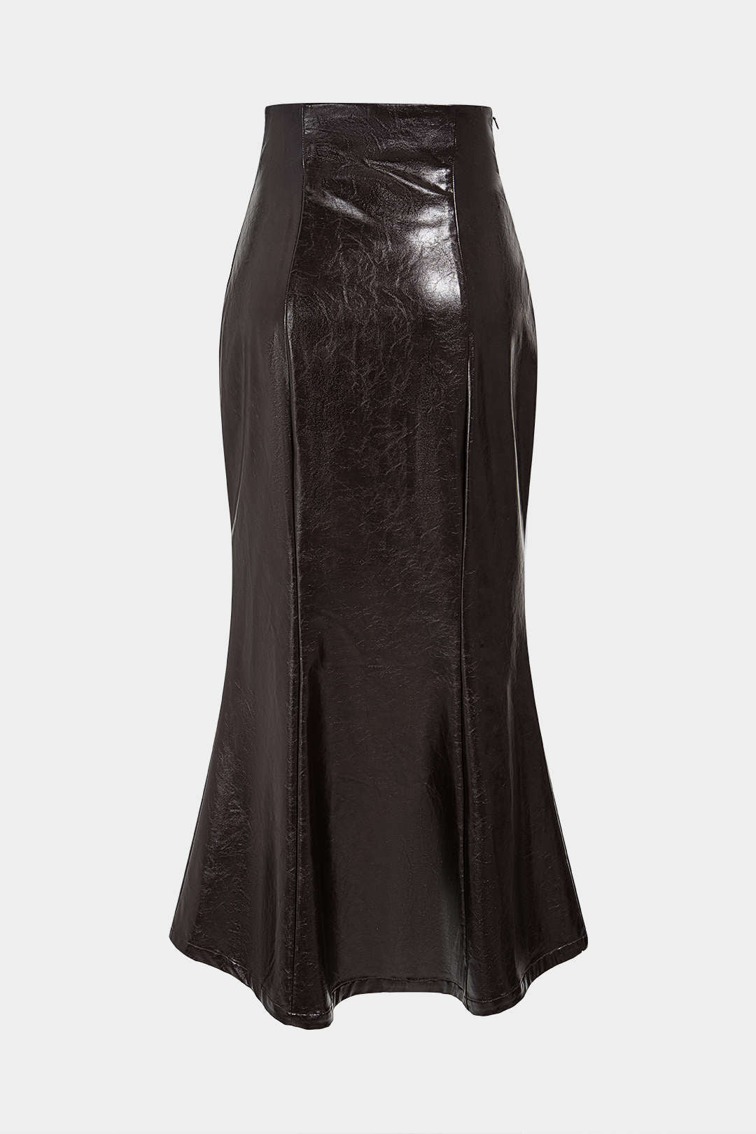 Leren-look rok met hoge taille, knoopjes en rits