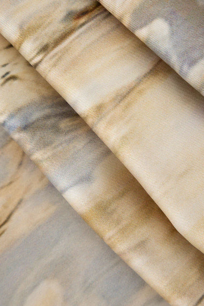 Broek met marmerprint, hoge taille, lange en rechte pijpen