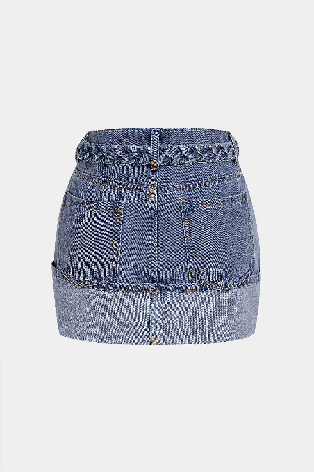 Denim rok met riem en zakken