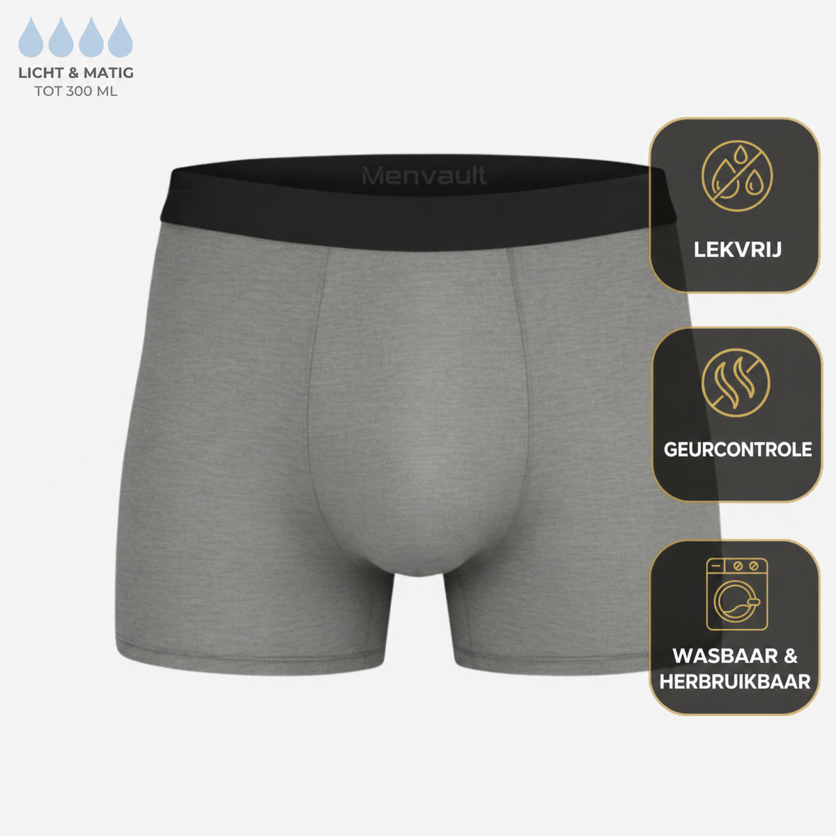 Premium Wasbare Boxer - Geeft extra zekerheid bij urineverlies.
