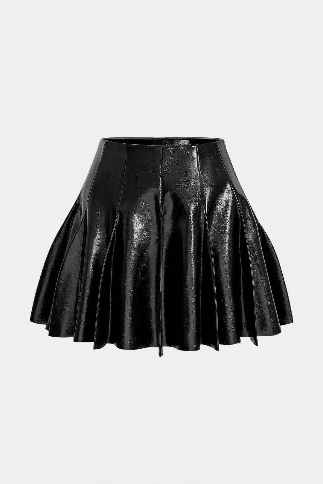 Leren-look geplooide rok
