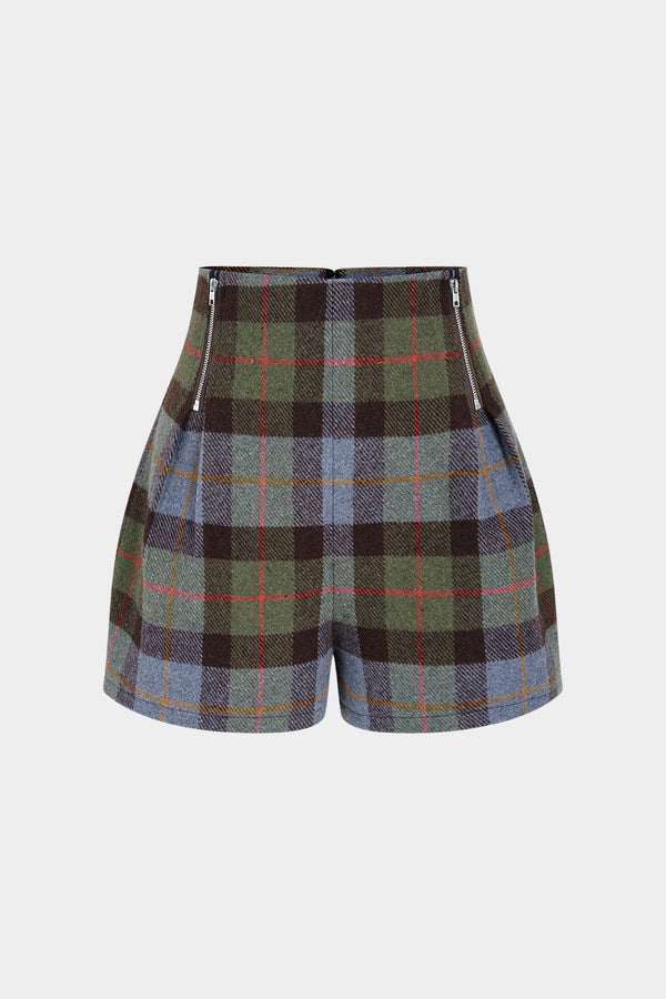 Geruite short met rits