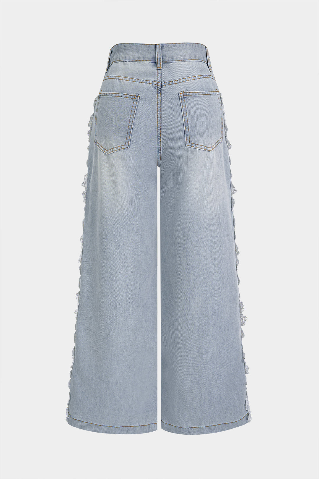 Hanna - Patchwork jeans met kanten rand en zakken